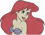 Disney Little Mermaid Ariel Mermaid Close Up Circle Frame Profile View - Filled Embroidery Design - 7667