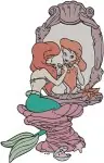 Disney Little Mermaid Ariel Mermaid At Vanity Mirror King Triton Throne Set - Filled Embroidery Design - 7672