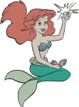 Disney Little Mermaid Ariel Mermaid At Vanity Mirror King Triton Throne Set - Filled Embroidery Design - 7675