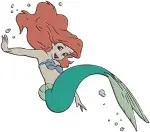 Disney Little Mermaid Ariel Mermaid With Flounder Sebastian On Flower Rock Collection - Filled Embroidery Design - 7677