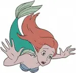 Disney Little Mermaid Ariel Mermaid With Flounder Sebastian On Flower Rock Collection - Filled Embroidery Design - 7679