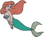 Disney Little Mermaid Ariel Mermaid Close Up Portraits Smiling Pensive Pretty - Filled Embroidery Design - 7680