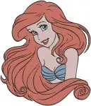 Disney Little Mermaid Ariel Mermaid Close Up Portraits Smiling Pensive Pretty - Filled Embroidery Design - 7681