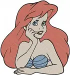 Disney Little Mermaid Ariel Mermaid Close Up Portraits Smiling Pensive Pretty - Filled Embroidery Design - 7682
