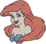 Disney Little Mermaid Ariel Mermaid Close Up Portraits Smiling Pensive Pretty - Filled Embroidery Design - 7683