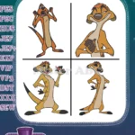 The Lion King - Timon The Meerkat Eating Grub And Various Poses - Witty Sidekick Adventures In The Pride Lands - Filled Embroidery Design - Instant Download