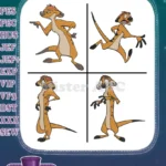 The Lion King - Timon The Meerkat Dynamic Action And Relaxed Poses - Energetic Disney Animal Character - Filled Embroidery Design - Instant Download