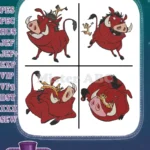 The Lion King - Pumbaa The Happy Whog - Various Energetic And Playful Poses - Disney Comedy Relief Character - Filled Embroidery Design - Instant Download