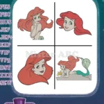 Disney Little Mermaid Ariel Mermaid Close Up Portraits Lying Down Pensive Bundle - Filled Embroidery Design - Instant Download