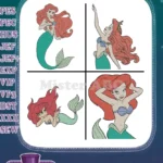 Disney Little Mermaid Ariel Mermaid Lying Down Dreaming Posing Underwater - Filled Embroidery Design - Instant Download