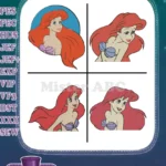 Disney Little Mermaid Ariel Mermaid Close Up Circle Frame Profile View - Filled Embroidery Design - Instant Download