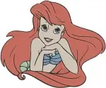 The Little Mermaid Ariel Portraits And With Prince Eric Statue Underwater - Filled Embroidery Design - 7685