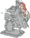 The Little Mermaid Ariel Portraits And With Prince Eric Statue Underwater - Filled Embroidery Design - 7687