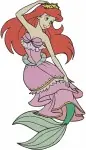 The Little Mermaid Ariel With Prince Eric Statue And Sebastian Crab Friend - Filled Embroidery Design - 7691