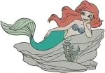The Little Mermaid Ariel On Rock With Fork Dinglehopper And Playing Card - Filled Embroidery Design - 7699