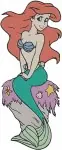 The Little Mermaid Ariel With Flowers In Hair On Rock And Various Mermaid Poses - Filled Embroidery Design - 7707