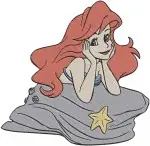 The Little Mermaid Ariel Various Sitting Poses On Rocks And As Mermaid - Filled Embroidery Design - 7709