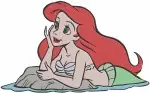 The Little Mermaid Ariel Various Sitting Poses On Rocks And As Mermaid - Filled Embroidery Design - 7710