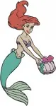 The Little Mermaid Ariel With Bubbles Flowers In Hair Portrait In Frame Bathing - Filled Embroidery Design - 7712