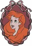 The Little Mermaid Ariel With Bubbles Flowers In Hair Portrait In Frame Bathing - Filled Embroidery Design - 7713
