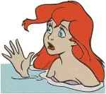 The Little Mermaid Ariel With Bubbles Flowers In Hair Portrait In Frame Bathing - Filled Embroidery Design - 7715