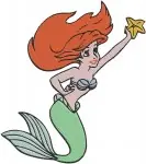 The Little Mermaid Ariel With Starfish Bubbles Lying On Rock And Various Poses - Filled Embroidery Design - 7720