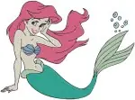 The Little Mermaid Ariel With Starfish Bubbles Lying On Rock And Various Poses - Filled Embroidery Design - 7722