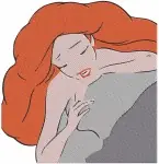 The Little Mermaid Ariel With Starfish Bubbles Lying On Rock And Various Poses - Filled Embroidery Design - 7723