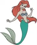 The Little Mermaid Ariel Various Graceful Mermaid Swimming And Posing Stances - Filled Embroidery Design - 7725
