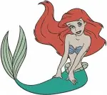 The Little Mermaid Ariel Various Graceful Mermaid Swimming And Posing Stances - Filled Embroidery Design - 7726