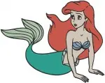 The Little Mermaid Ariel Collection Of Elegant Mermaid Poses Swimming And Sitting - Filled Embroidery Design - 7728