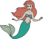 The Little Mermaid Ariel Thoughtful Portrait And Various Graceful Mermaid Poses - Filled Embroidery Design - 7741