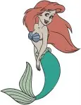 The Little Mermaid Ariel Thoughtful Portrait And Various Graceful Mermaid Poses - Filled Embroidery Design - 7743