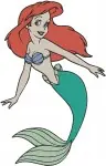 The Little Mermaid Ariel With Fork Dinglehopper And Various Dynamic Mermaid Poses - Filled Embroidery Design - 7745