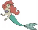 The Little Mermaid Ariel With Fork Dinglehopper And Various Dynamic Mermaid Poses - Filled Embroidery Design - 7746