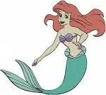 The Little Mermaid Ariel Various Swimming Poses Sitting On Rock And Human Form - Filled Embroidery Design - 7748