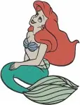 The Little Mermaid Ariel Various Swimming Poses Sitting On Rock And Human Form - Filled Embroidery Design - 7750