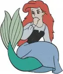 The Little Mermaid Ariel Various Swimming Poses Sitting On Rock And Human Form - Filled Embroidery Design - 7751
