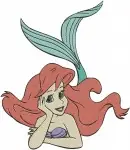 The Little Mermaid Ariel Thoughtful Mermaid And Human Form In Gold Dress Poses - Filled Embroidery Design - 7767