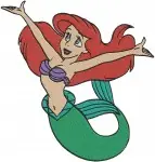 The Little Mermaid Ariel In Purple Dress Human Form And Various Mermaid Poses - Filled Embroidery Design - 7769