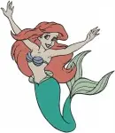The Little Mermaid Ariel In Purple Dress Human Form And Various Mermaid Poses - Filled Embroidery Design - 7771