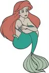 The Little Mermaid Ariel Various Sitting And Posing Mermaid Character Expressions - Filled Embroidery Design - 7774