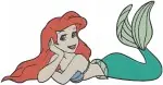 The Little Mermaid Ariel Various Sitting And Posing Mermaid Character Expressions - Filled Embroidery Design - 7775