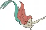 The Little Mermaid Ariel Floating With Seashell And Various Beautiful Portraits - Filled Embroidery Design - 7776