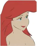 The Little Mermaid Ariel Floating With Seashell And Various Beautiful Portraits - Filled Embroidery Design - 7779
