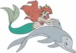 The Little Mermaid Ariel Riding Dolphin With Flounder And Various Mermaid Poses - Filled Embroidery Design - 7787