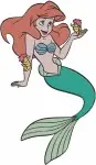 The Little Mermaid Ariel Riding Dolphin With Flounder And Various Mermaid Poses - Filled Embroidery Design - 7788