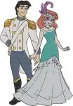 The Little Mermaid Ariel And Prince Eric Romantic Couple Poses Dancing And Embracing - Filled Embroidery Design - 7790