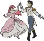 The Little Mermaid Ariel And Prince Eric Romantic Couple Poses Dancing And Embracing - Filled Embroidery Design - 7791