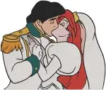 The Little Mermaid Ariel And Prince Eric Romantic Couple Poses Dancing And Embracing - Filled Embroidery Design - 7792